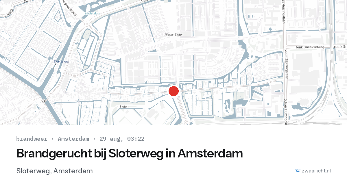 Brandgerucht bij Sloterweg in Amsterdam — 29 aug 2026