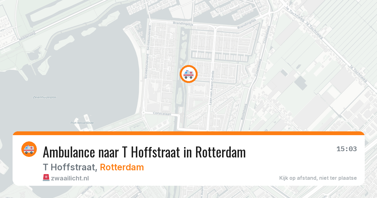 Ambulance naar T Hoffstraat in Rotterdam — 14 aug 2026