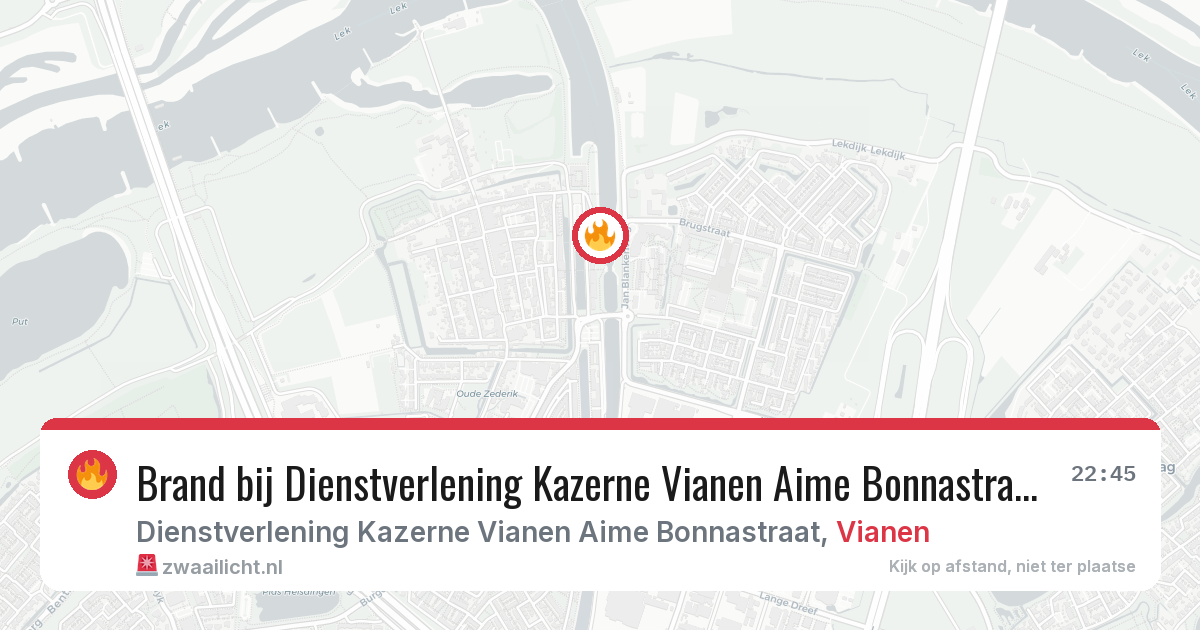 Brand bij Dienstverlening Kazerne Vianen Aime Bonnastraat in Vianen — 19 jun 2026