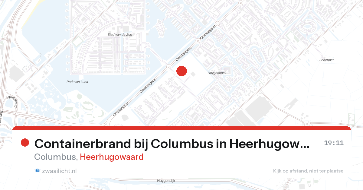 Containerbrand bij Columbus in Heerhugowaard — 15 jun 2026
