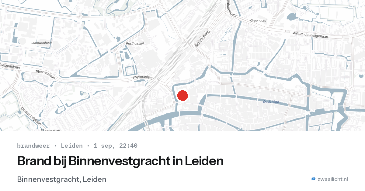 Brand bij Binnenvestgracht in Leiden — 1 sep 2026