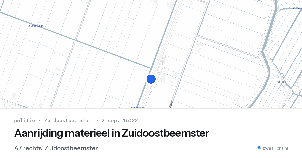 Aanrijding materieel in Zuidoostbeemster — 2 sep 2026
