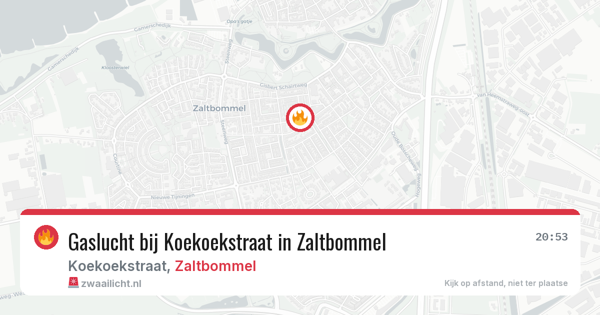 Gaslucht bij Koekoekstraat in Zaltbommel — 23 mrt 2026