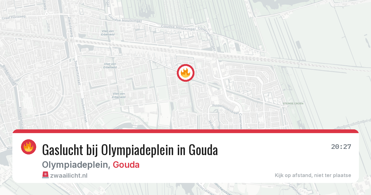Gaslucht bij Olympiadeplein in Gouda — 30 mei 2026