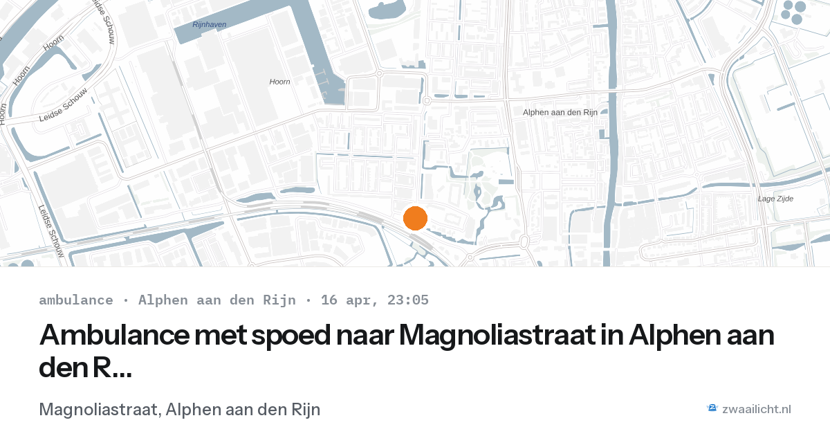 Ambulance met spoed naar Magnoliastraat in Alphen aan den Rijn — 16 apr 2026