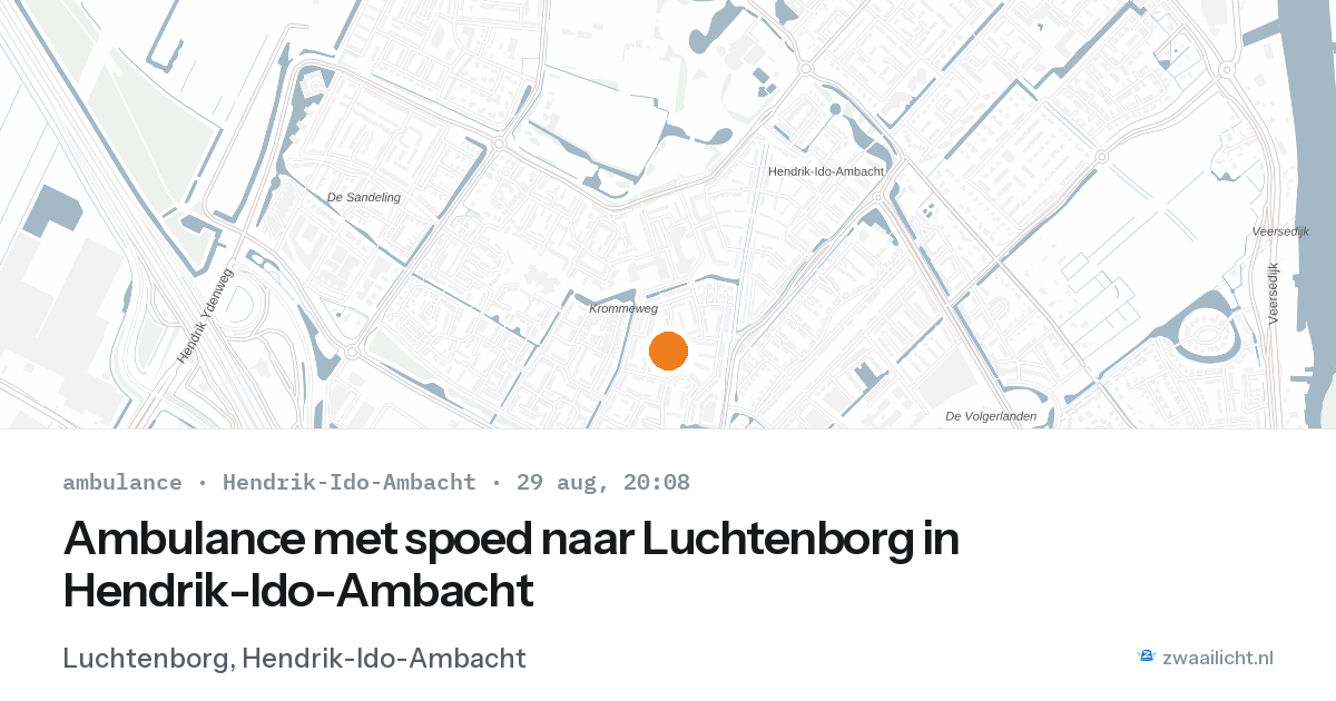 Ambulance met spoed naar Luchtenborg in Hendrik-Ido-Ambacht — 29 aug 2026
