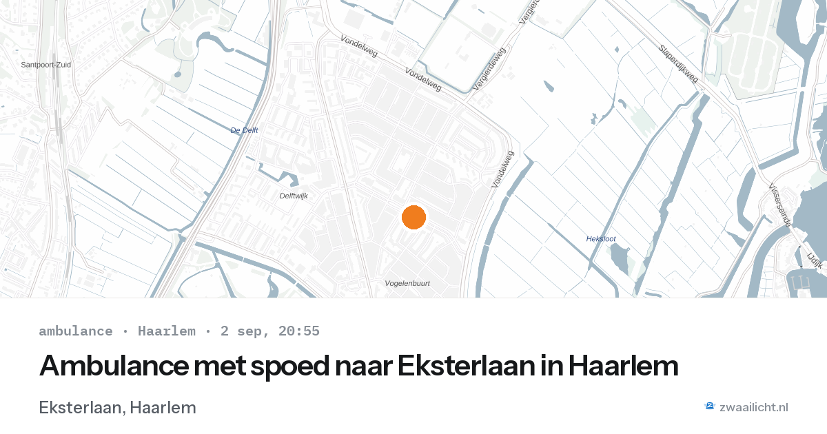 Ambulance met spoed naar Eksterlaan in Haarlem — 2 sep 2026