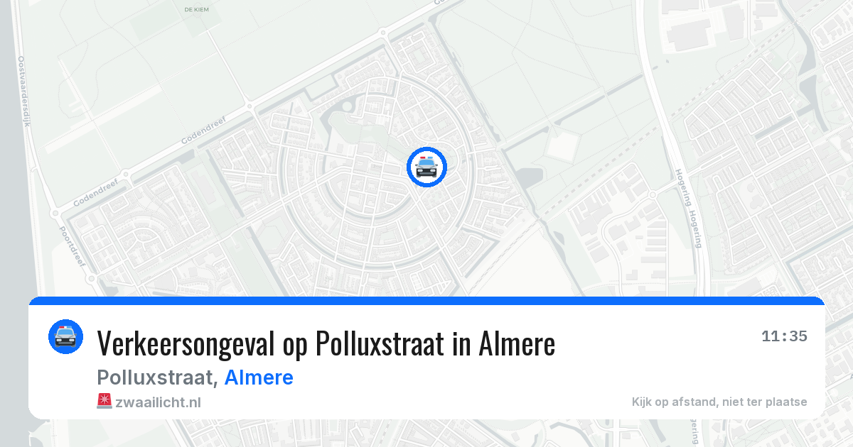 Verkeersongeval op Polluxstraat in Almere — 1 jun 2026