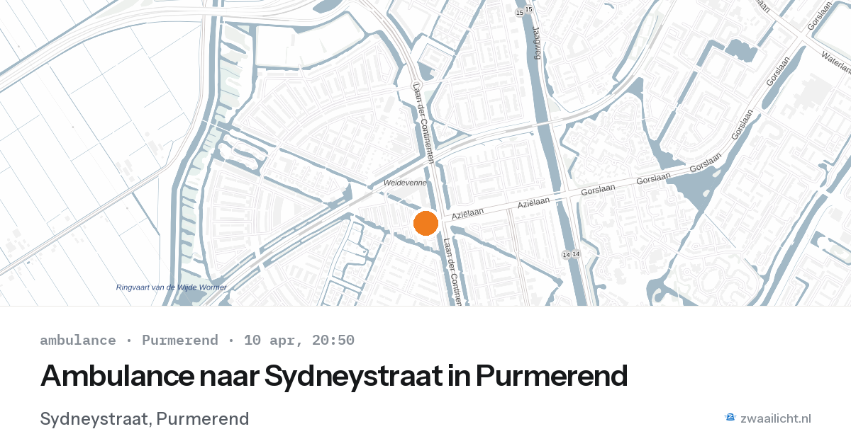 Ambulance naar Sydneystraat in Purmerend — 10 apr 2026