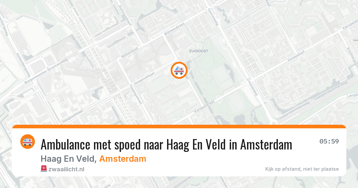 Ambulance met spoed naar Haag En Veld in Amsterdam — 14 aug 2026