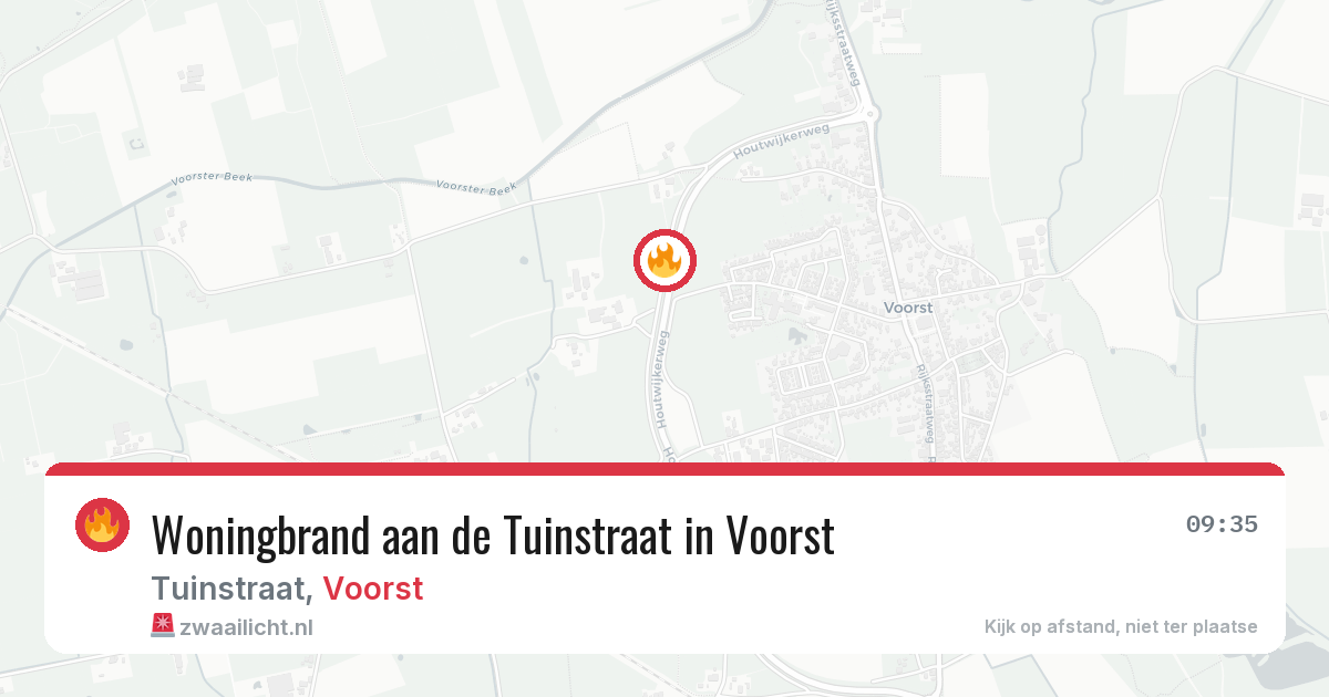 Woningbrand aan de Tuinstraat in Voorst — 6 aug 2026