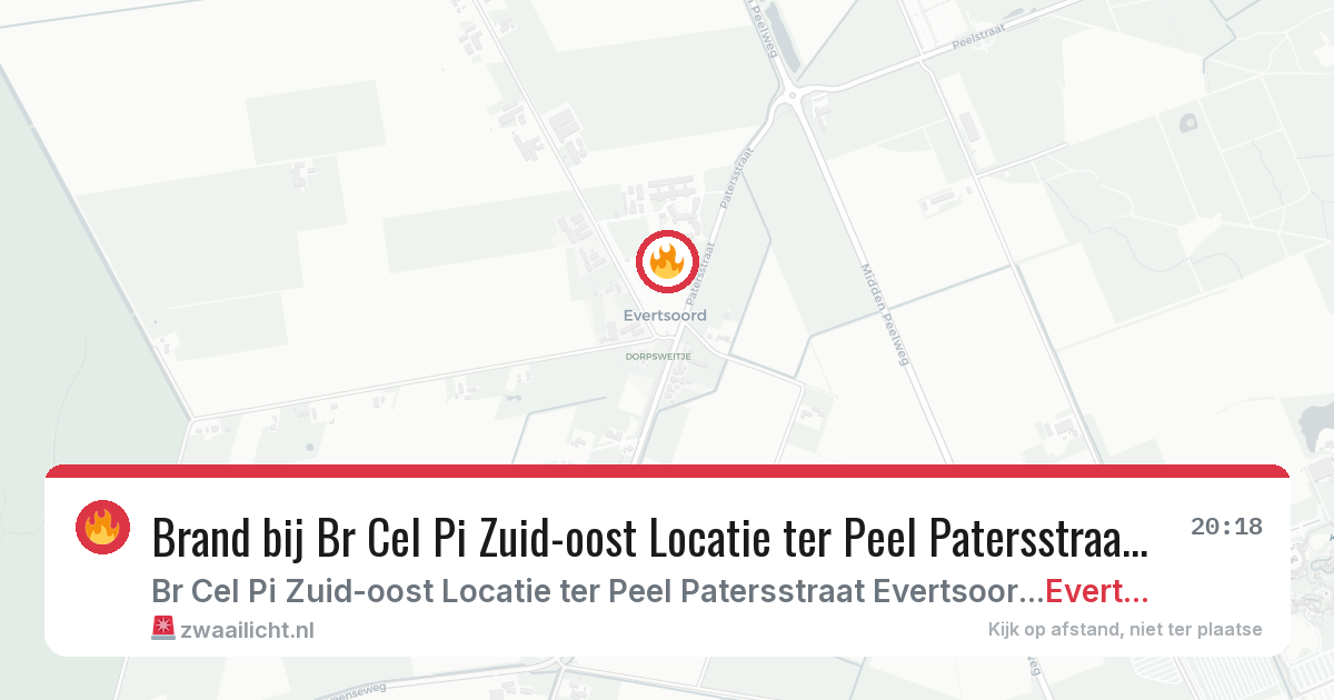 Brand bij Br Cel Pi Zuid-oost Locatie ter Peel Patersstraat Evertsoord in Evertsoord — 8 apr 2026
