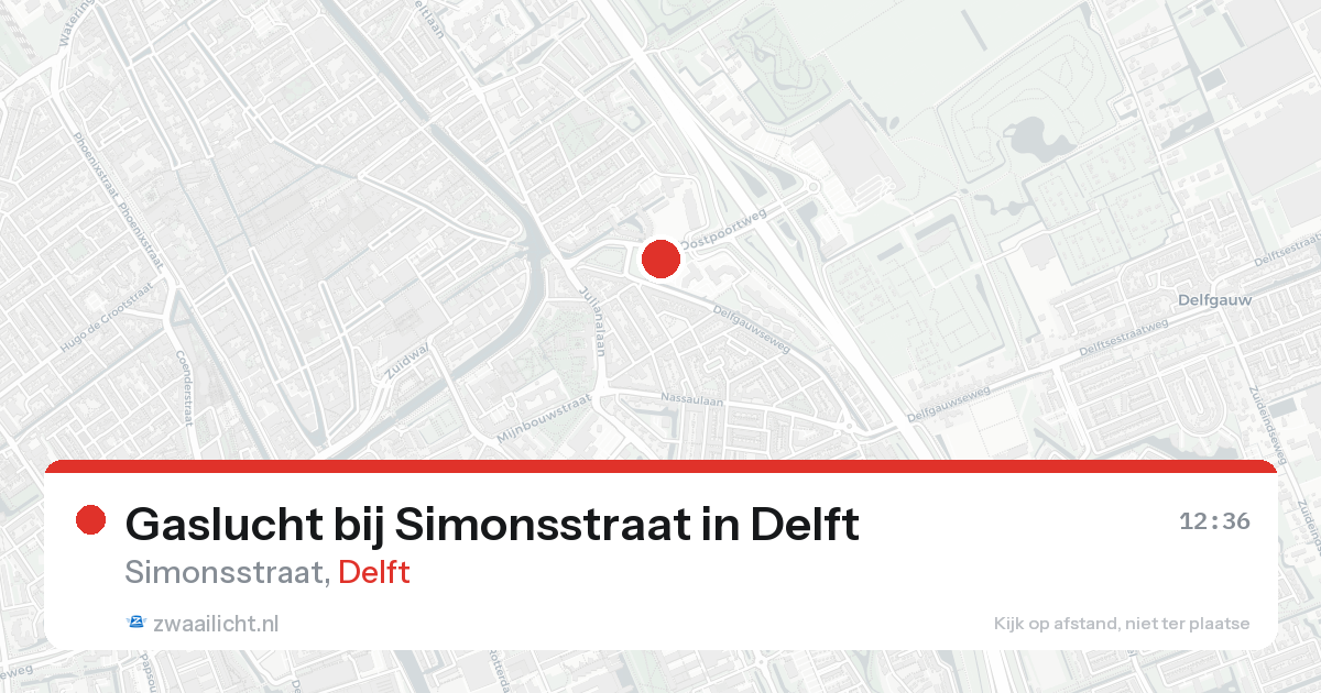 Gaslucht bij Simonsstraat in Delft — 17 aug 2026