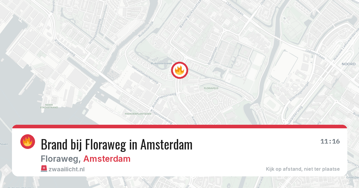 Brand bij Floraweg in Amsterdam — 11 aug 2026