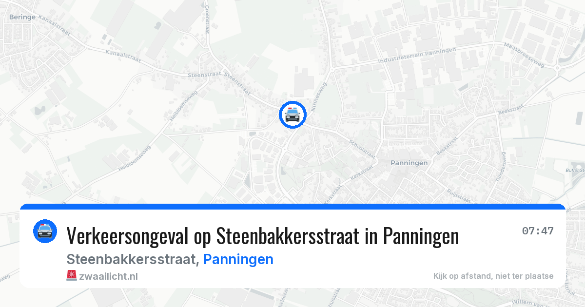 Verkeersongeval op Steenbakkersstraat in Panningen — 16 apr 2026