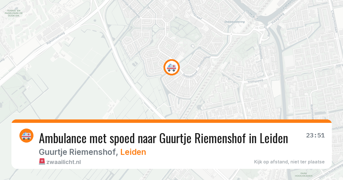 Ambulance met spoed naar Guurtje Riemenshof in Leiden — 27 jun 2026