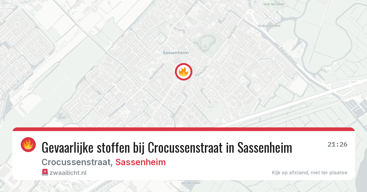 Gevaarlijke stoffen bij Crocussenstraat in Sassenheim — 20 apr 2026