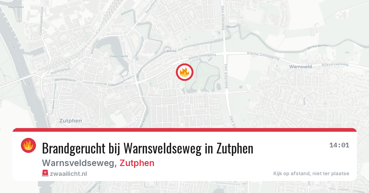 Brandgerucht bij Warnsveldseweg in Zutphen — 20 mrt 2026