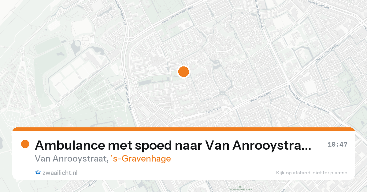 Ambulance met spoed naar Van Anrooystraat in 's-Gravenhage — 22 aug 2026