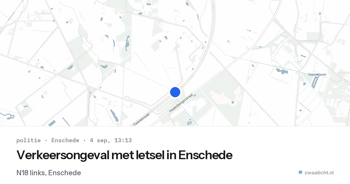 Verkeersongeval met letsel in Enschede — 4 sep 2026