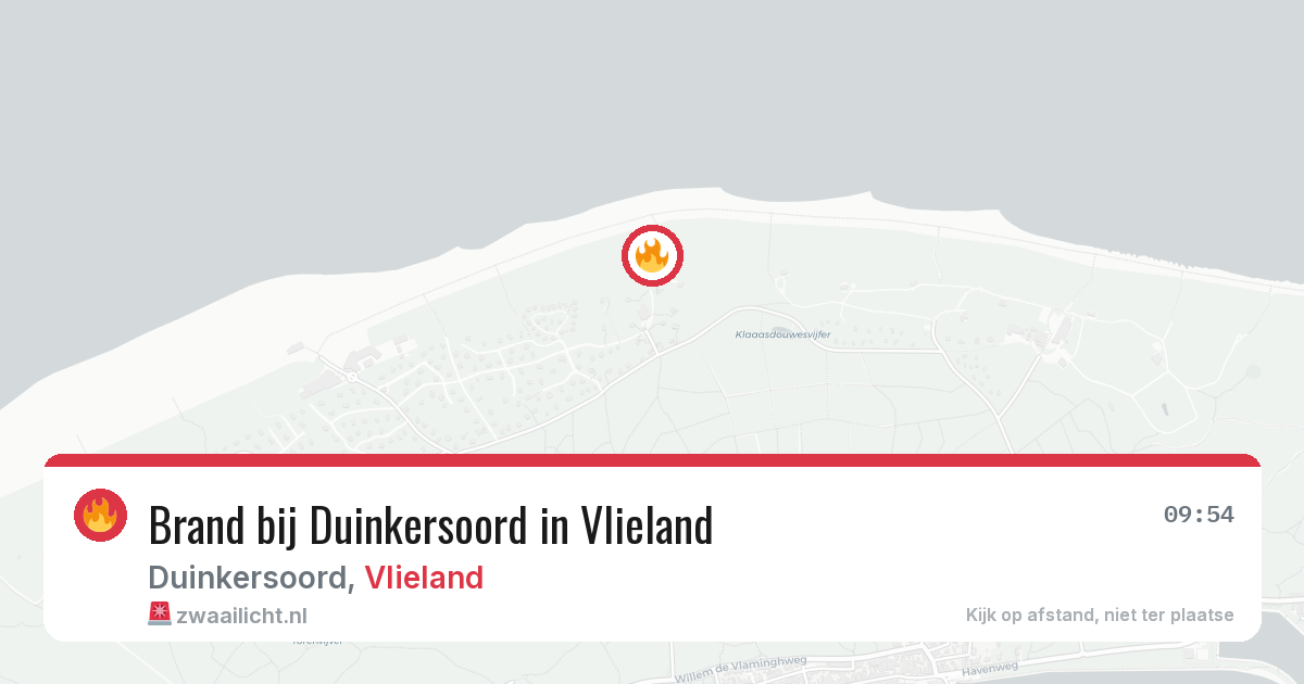 Brand bij Duinkersoord in Vlieland — 25 mei 2026