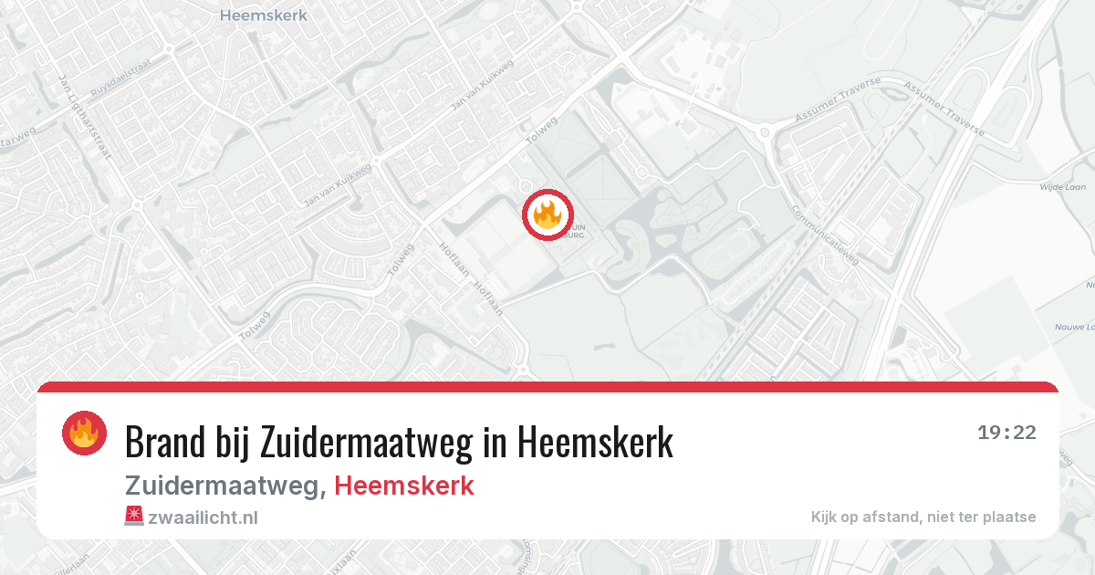 Brand bij Zuidermaatweg in Heemskerk — 19 jul 2026