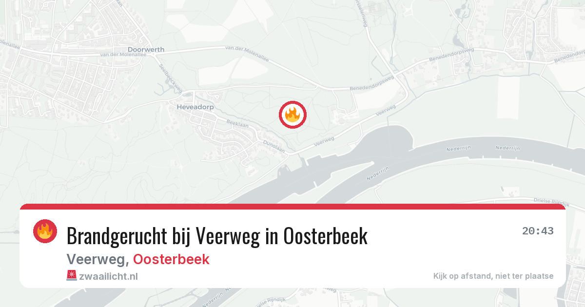 Brandgerucht bij Veerweg in Oosterbeek — 8 aug 2026
