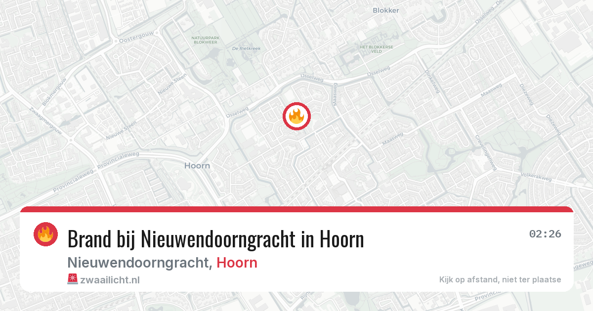 Brand bij Nieuwendoorngracht in Hoorn — 11 jun 2026