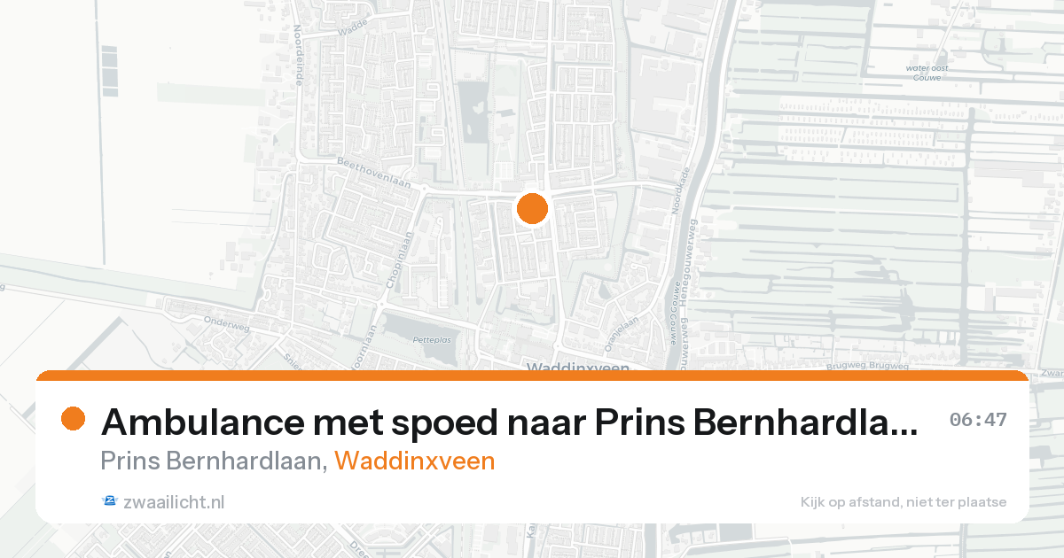 Ambulance met spoed naar Prins Bernhardlaan in Waddinxveen — 15 aug 2026