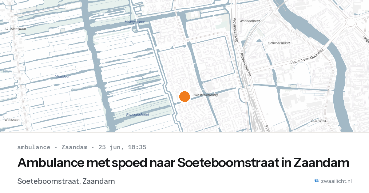 Ambulance met spoed naar Soeteboomstraat in Zaandam — 25 jun 2026