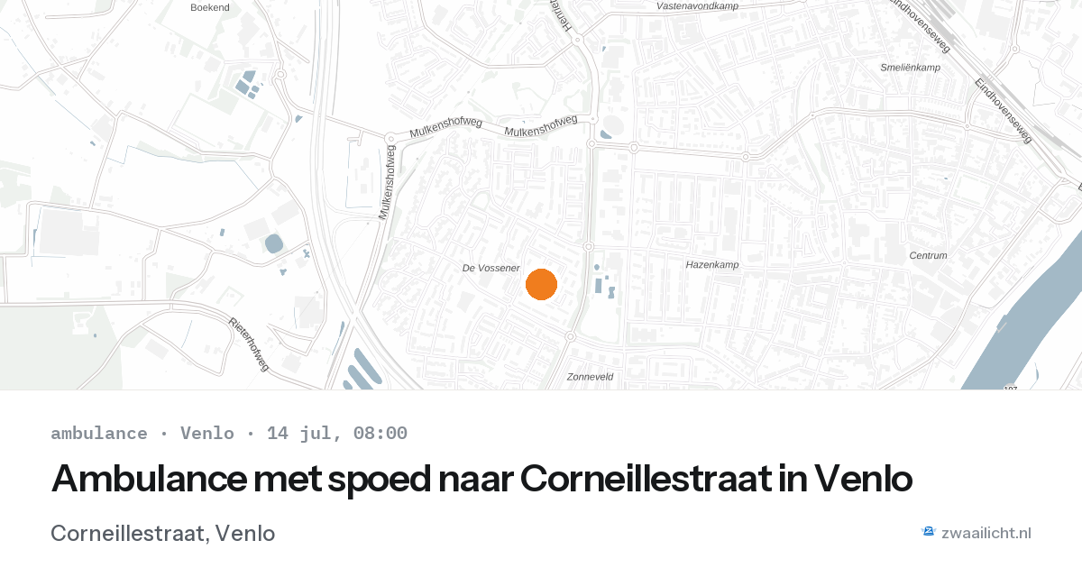 Ambulance met spoed naar Corneillestraat in Venlo — 14 jul 2026
