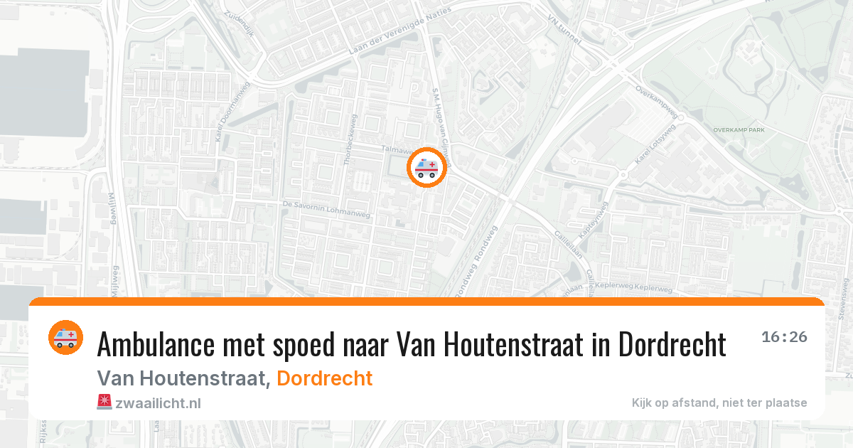 Ambulance met spoed naar Van Houtenstraat in Dordrecht — 6 aug 2026