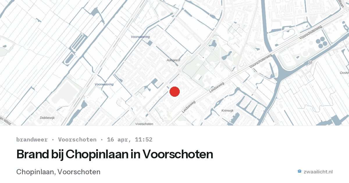 Brand bij Chopinlaan in Voorschoten — 16 apr 2026