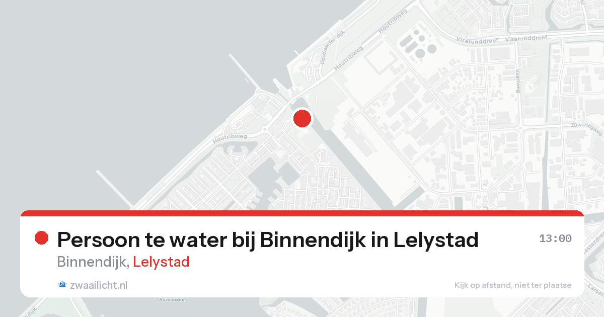 Persoon te water bij Binnendijk in Lelystad — 21 aug 2026