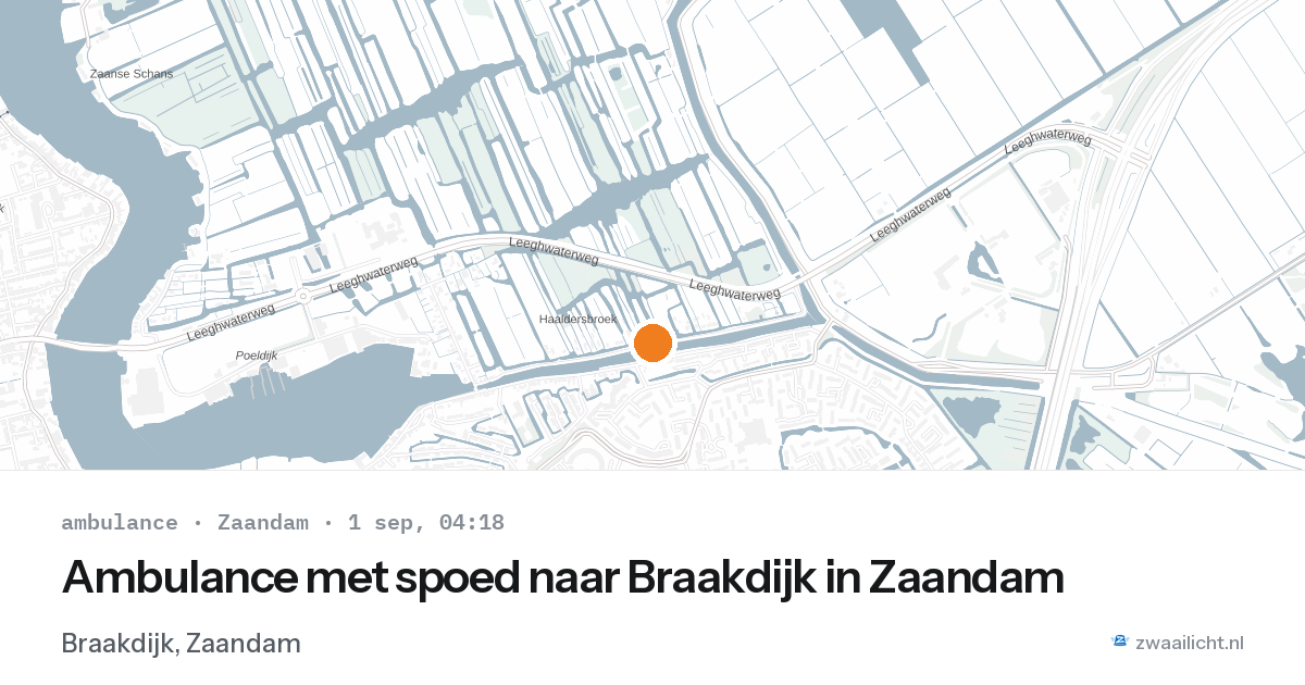 Ambulance met spoed naar Braakdijk in Zaandam — 1 sep 2026