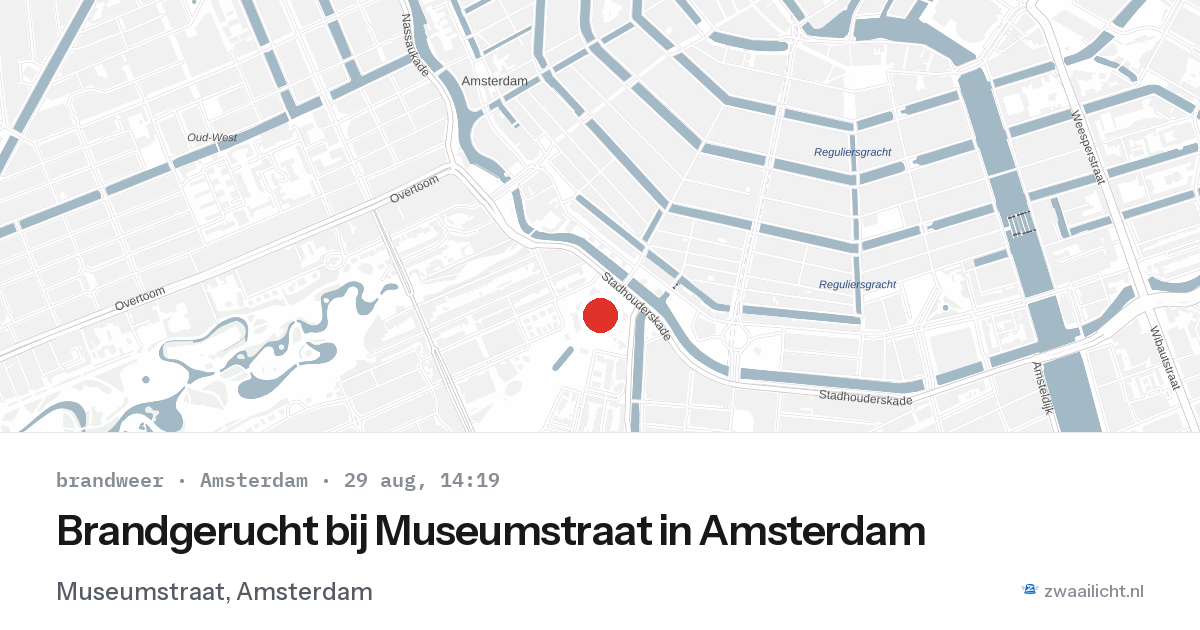 Brandgerucht bij Museumstraat in Amsterdam — 29 aug 2026