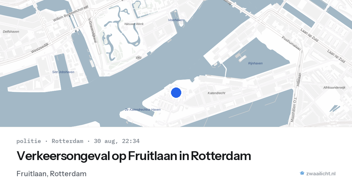 Verkeersongeval op Fruitlaan in Rotterdam — 30 aug 2026
