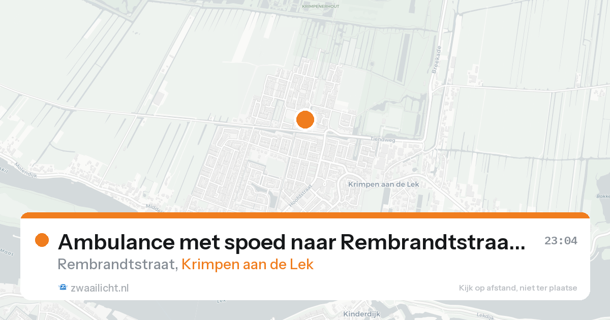 Ambulance met spoed naar Rembrandtstraat in Krimpen aan de Lek — 25 aug 2026