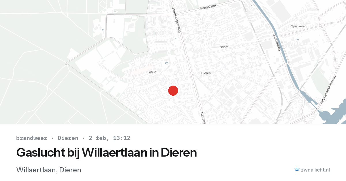 Gaslucht bij Willaertlaan in Dieren — 2 feb 2026