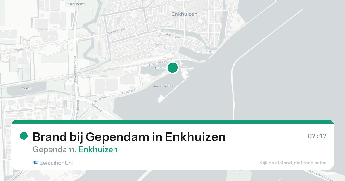 Brand bij Gependam in Enkhuizen — 21 aug 2026