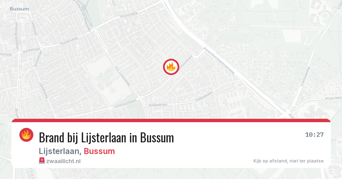 Brand bij Lijsterlaan in Bussum — 21 jun 2026