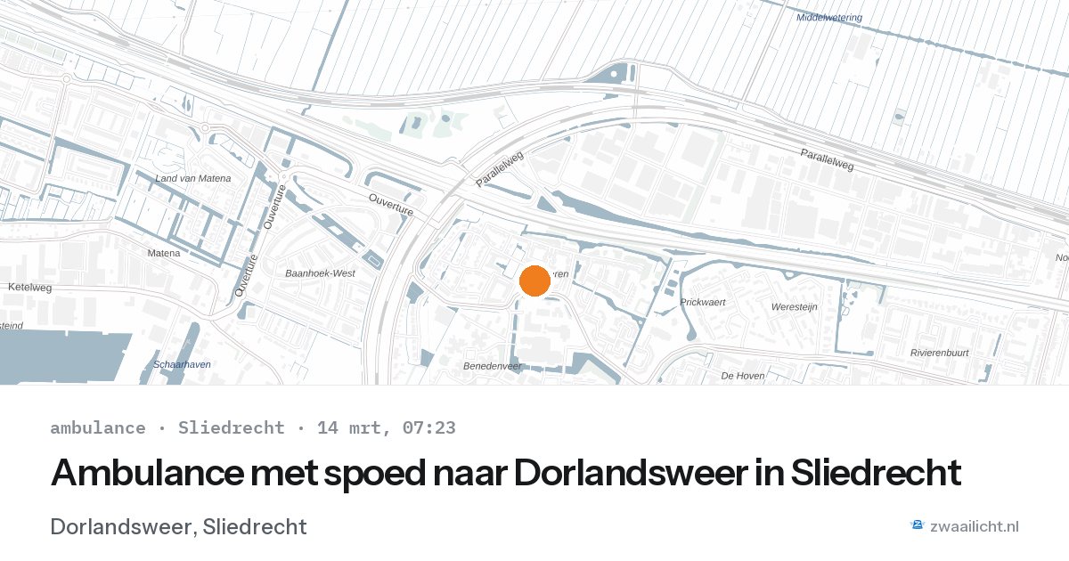 Ambulance met spoed naar Dorlandsweer in Sliedrecht — 14 mrt 2026