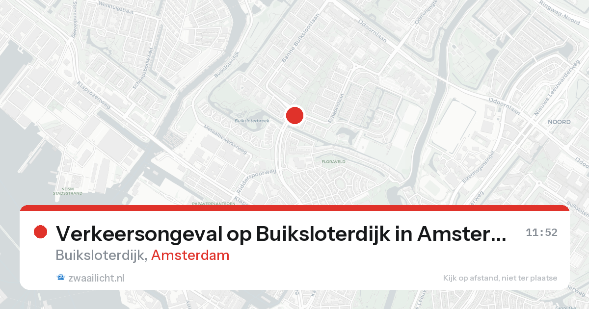 Verkeersongeval op Buiksloterdijk in Amsterdam — 25 aug 2026