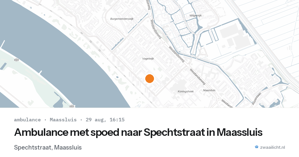 Ambulance met spoed naar Spechtstraat in Maassluis — 29 aug 2026