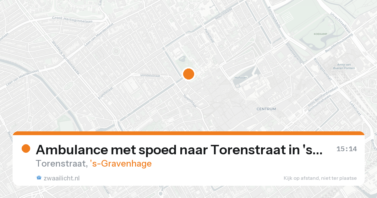 Ambulance met spoed naar Torenstraat in 's-Gravenhage — 24 aug 2026