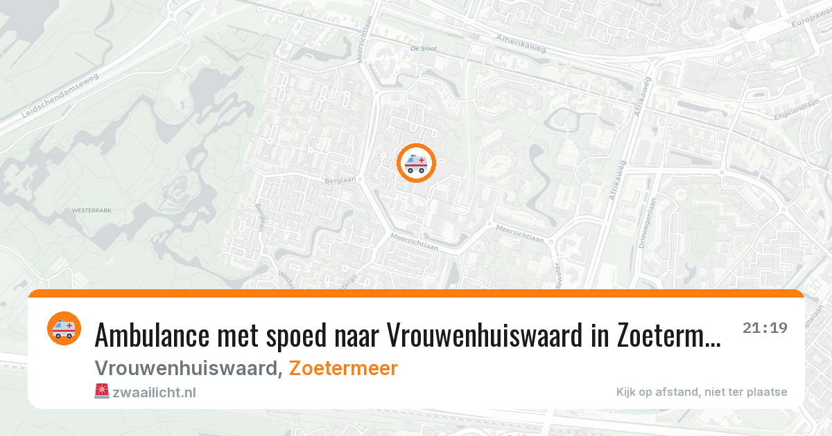 Ambulance met spoed naar Vrouwenhuiswaard in Zoetermeer — 9 aug 2026