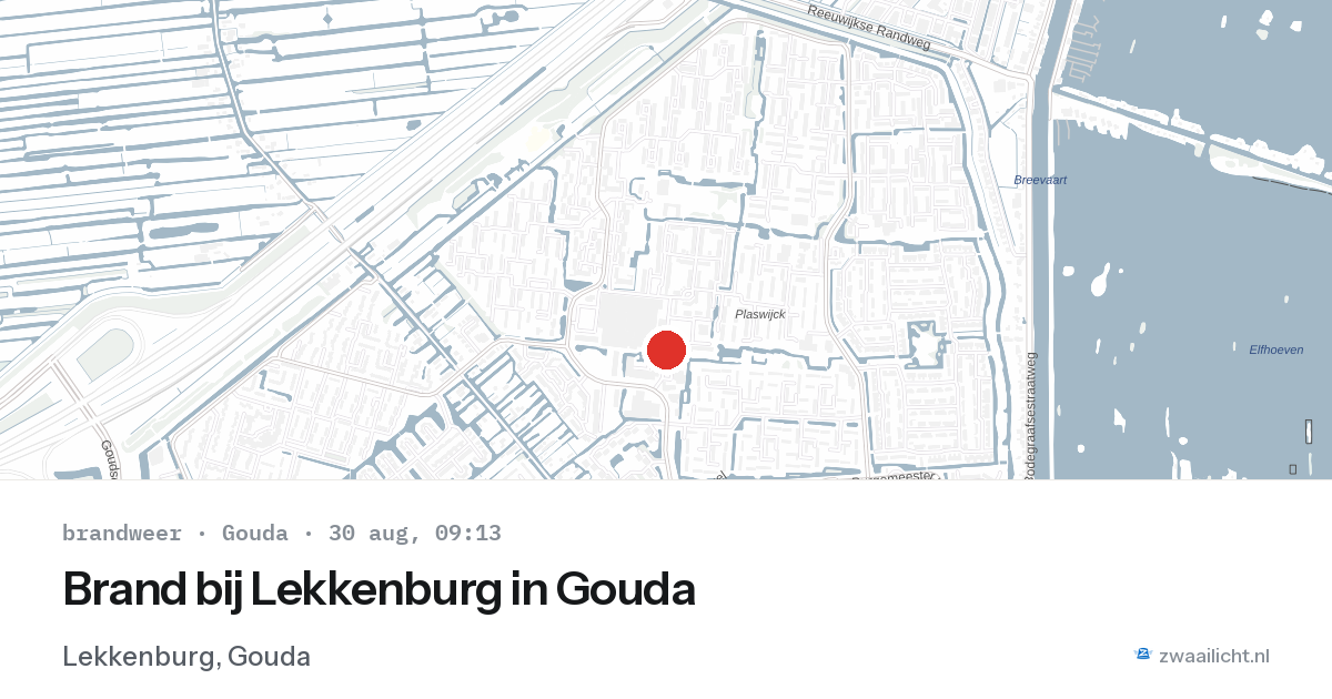 Brand bij Lekkenburg in Gouda — 30 aug 2026