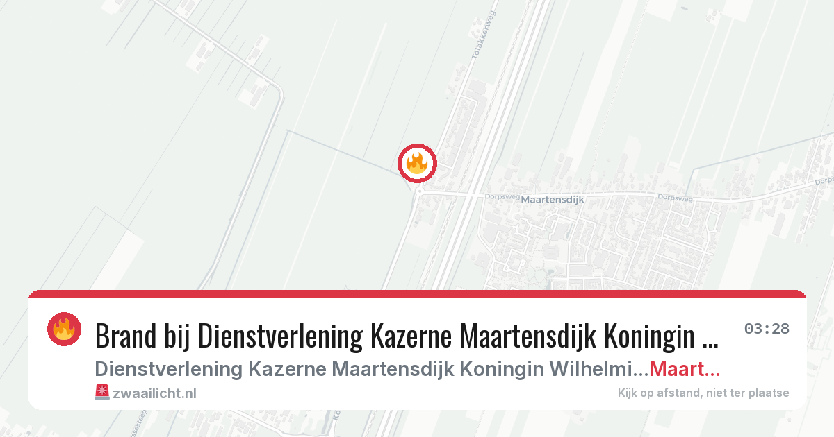 Brand bij Dienstverlening Kazerne Maartensdijk Koningin Wilhelminaweg Maartensdijk in Maartensdijk — 28 jun 2026