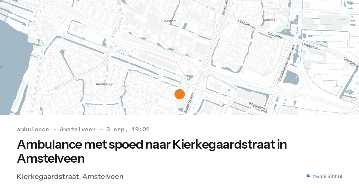 Ambulance met spoed naar Kierkegaardstraat in Amstelveen — 3 sep 2026