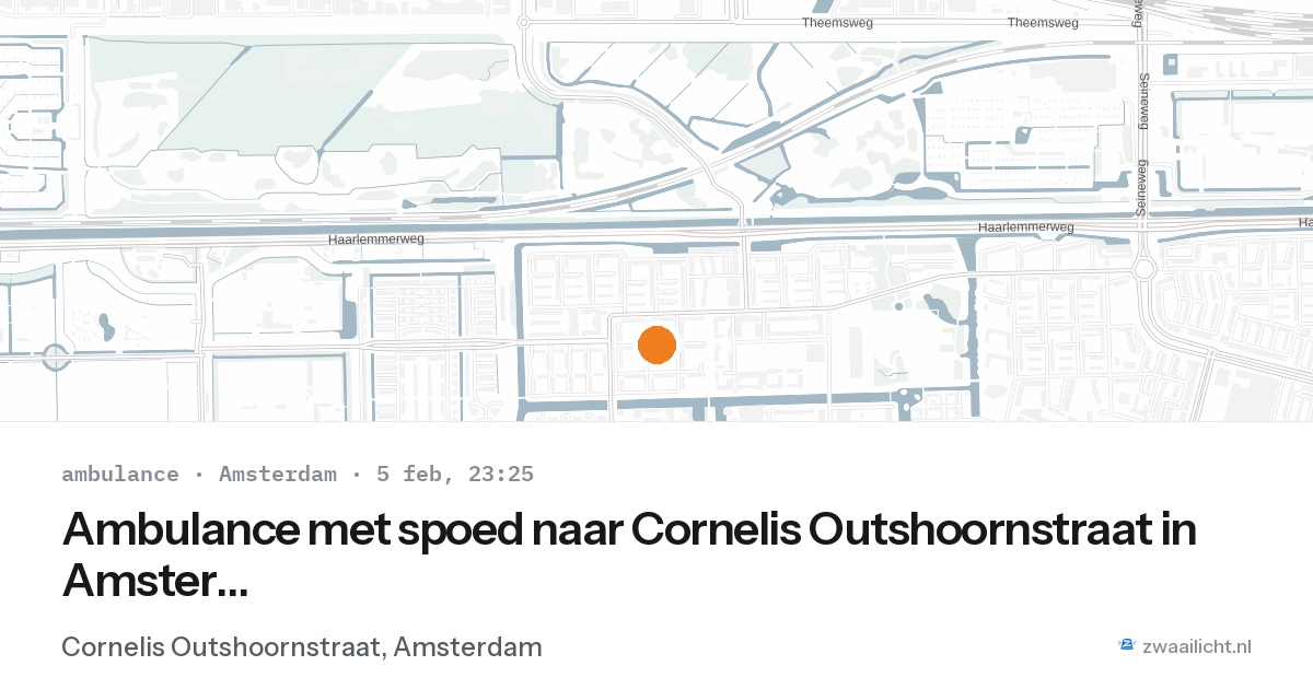 Ambulance met spoed naar Cornelis Outshoornstraat in Amsterdam — 5 feb 2026